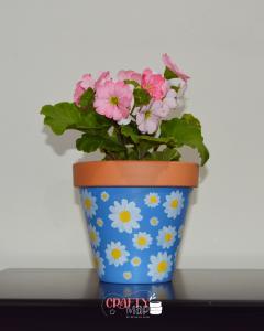 Camomile painted clay pot